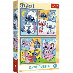 Puzzel 2x70 - Disney Lilo en Stitch - Verveel je niet met Stitch