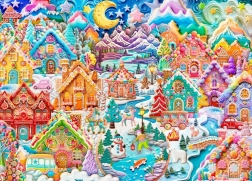 Puzzel Kleurrijke nacht in Cookietown 1500 stukjes