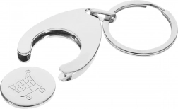 Metalen sleutelhanger 2-in-1 met winkelwagenmuntje