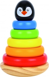 Houten stapeltoren pinguïn