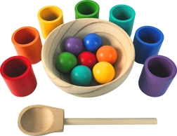 2Kids Toys regenboog knikkers en bekertjes – Montessori set 7 kleuren