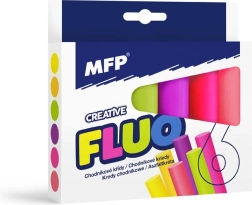 Neon stoepkrijt, rond, 6 stuks, mix van kleuren