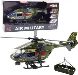 Militaire helikopter met licht en geluid 1:12 met haak en brancard