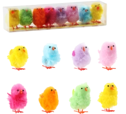 Set van 8 kleurrijke paaskuikentjes – decoratieve figuurtjes