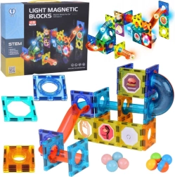 Magnetische 3D-constructieset met verlichte knikkerbaan, 49 stuks