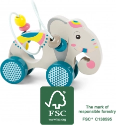 small foot houten olifant op wieltjes jungle