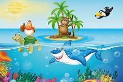 Houten puzzel ART PUZZLE Kip op vakantie 50 stukjes