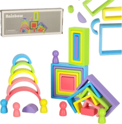 Houten regenboog educatieve blokken – puzzel en bouwspel voor kinderen