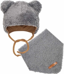 Winterse babyset met muts en sjaaltje New Baby teddy bear grijs