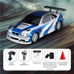 RC driftautootje 1:43 blauw met accessoires