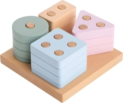 CUBIKA Pastel vormensortering IV – houten puzzel 17 delen