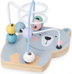 Houten doolhof met kralen in de vorm van een beer