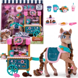 Wild Manes Cocoa – pony met koffiekar en accessoires (20 onderdelen)