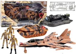 militaire speelset met tank, jager en soldaten met geluidseffecten