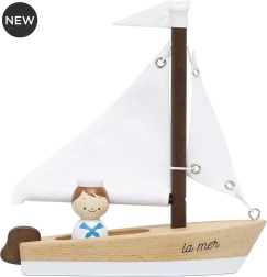 Houten zeilboot met kapitein van Le Toy Van
