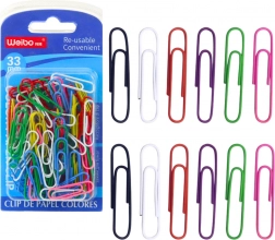 Set gekleurde paperclips 33 mm 90 stuks
