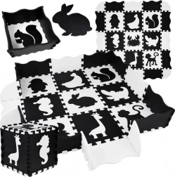 Schuimpuzzel – contrasterende speelmat Dieren 120 × 120 cm