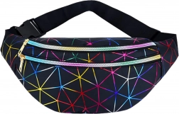 Unisex heuptas met holografisch geometrisch patroon, 3 vakken, verstelbare riem