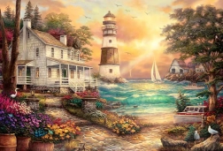 Diamant schilderen Vuurtoren bij de zee 30x40cm