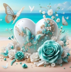 Diamantschilderij hart met vlinders 30 × 40 cm