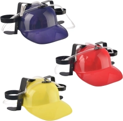 Bierpartyhelm van kunststof met twee drankhouders (mix kleuren)
