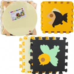 Zachte educatieve EVA-schuimpuzzelmat met dieren, bruin, 16 delen