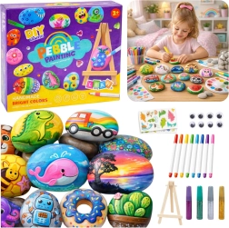 Creatieve set voor het schilderen van stenen met mini-ezel