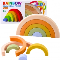 Regenboog voor kleine kinderen – rubberen pastel bouwblokken, 5 stuks