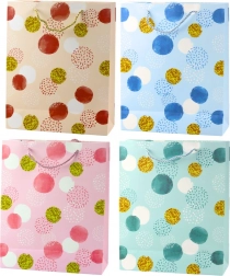 Pastelkleurige cadeauzak met gouden stippen