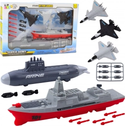 Kinder militair set met vliegdekschip, onderzeeër en straaljagers