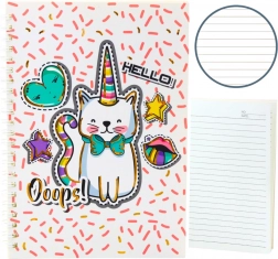 Notitieboek met eenhoornkat in roze patronen A5