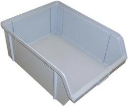 Afgeschuinde opbergbox 150 × 100 × 70 mm, 3 kg, grijs, kunststof