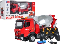 Rode RC-betonmixer met licht en geluid