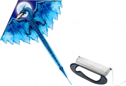 Grote blauwe draak met lange staart 170 cm x 130 cm