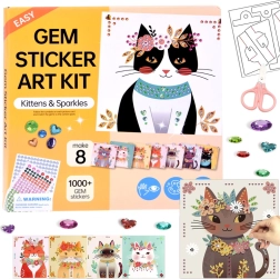 Diamantstickers knutselen met kittens en glitters – creatieve set met 8 afbeeldingen
