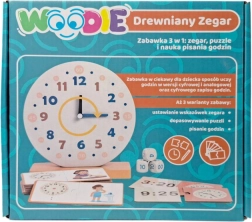 Houten leerklok WOODIE 3-in-1
