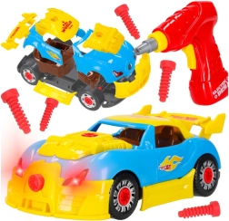 Bouwset raceauto met accu-schroevendraaier 2-in-1 met licht en geluid