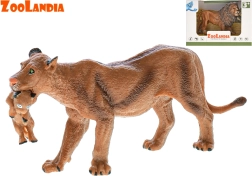 Plastic figuur van een leeuw of leeuwin met jong ZOOLANDIA 13 cm