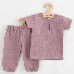 Baby muslin set T-shirt en broek New Baby lavendel 86 (12–18 maanden)
