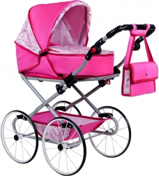 Retro kinderpoppenwagen 2-in-1 Natálka roze