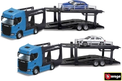 Bburago vrachtwagen Multicar Carrier Scania 770S met Lamborghini Urus 1:43