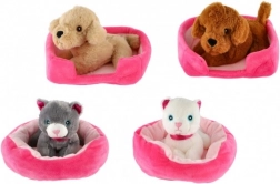 Pluchen knuffeldier in mandje (22 × 24 cm)