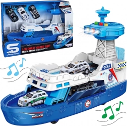 interactieve politiepatrouilleboot 1:16 + 3 metalen autootjes – Woopie