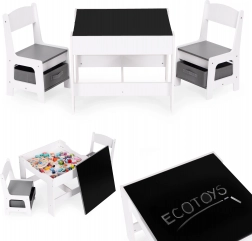 Kindermeubelset - tafel en 2 stoelen met krijtbord ECOTOYS