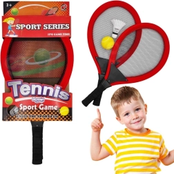 WOOPIE grote tennis- en badmintonrackets voor kinderen met set van bal en shuttle