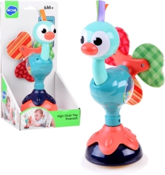 Magische pauw rammelaar met zuignap voor baby’s