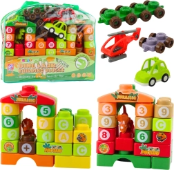 Bouwset voor kinderen dinosaurussen met letters en cijfers in tas 91 delen