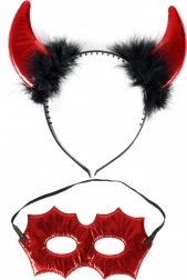 Duivelse diadeem en rood masker – kostuumset