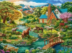 puzzel 2000 stukjes – landelijk huis met paarden