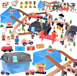 Houten spoorbaan met stads trein 100 stuks